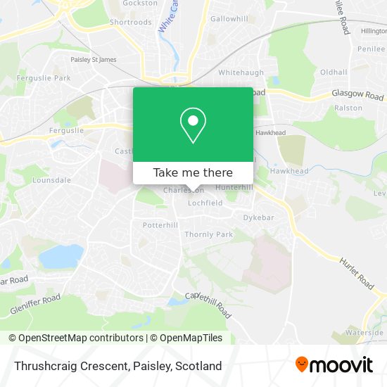 Thrushcraig Crescent, Paisley map