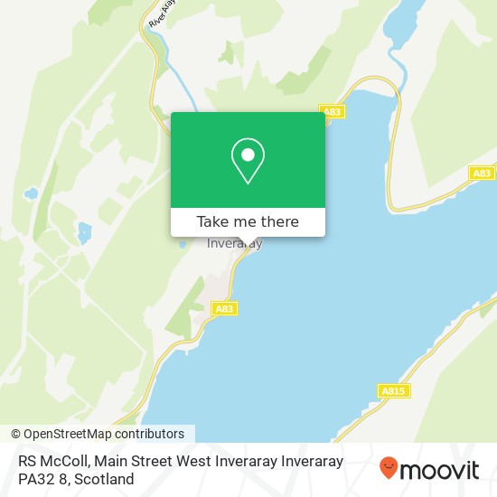RS McColl, Main Street West Inveraray Inveraray PA32 8 map