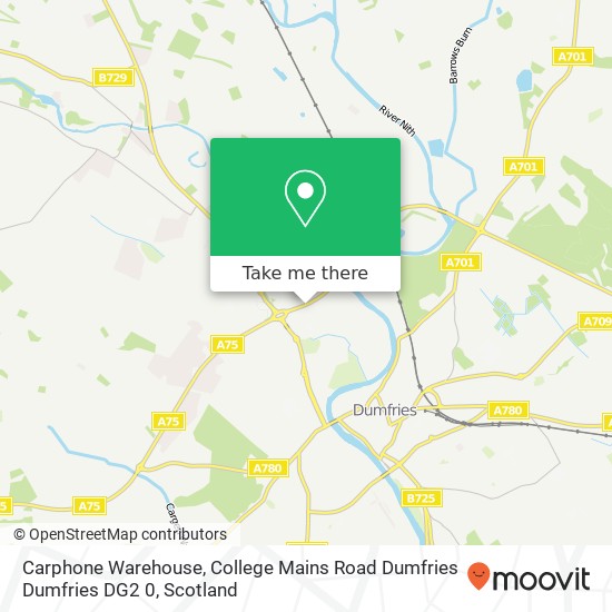 Carphone Warehouse, College Mains Road Dumfries Dumfries DG2 0 map