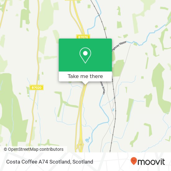 Costa Coffee A74 Scotland, B7076 Wamphray map