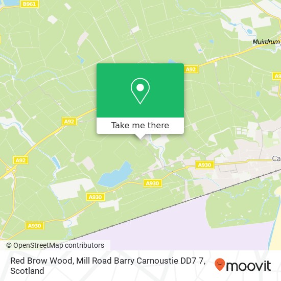 Red Brow Wood, Mill Road Barry Carnoustie DD7 7 map