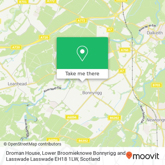 Droman House, Lower Broomieknowe Bonnyrigg and Lasswade Lasswade EH18 1LW map