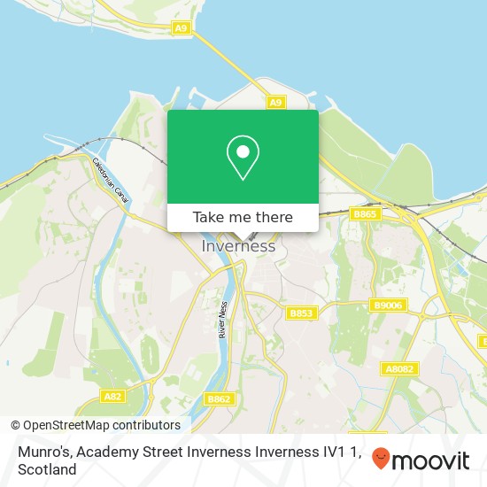 Munro's, Academy Street Inverness Inverness IV1 1 map