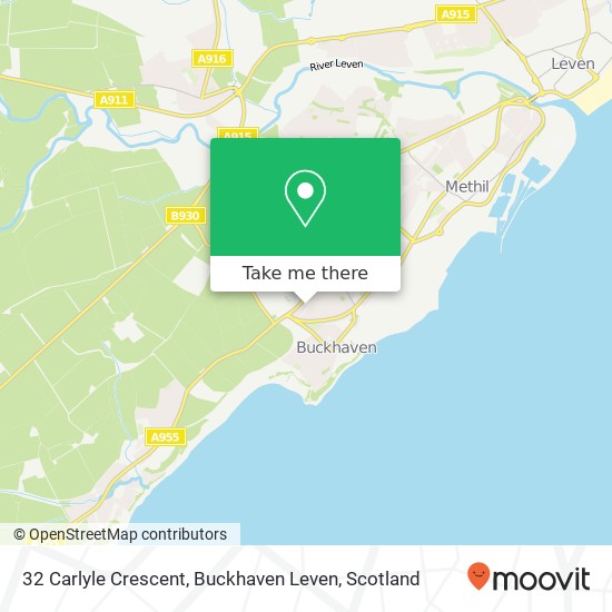 32 Carlyle Crescent, Buckhaven Leven map