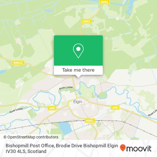 Bishopmill Post Office, Brodie Drive Bishopmill Elgin IV30 4LS map