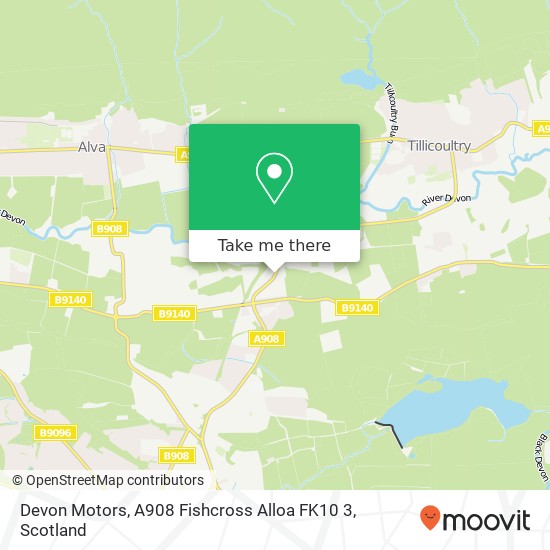 Devon Motors, A908 Fishcross Alloa FK10 3 map
