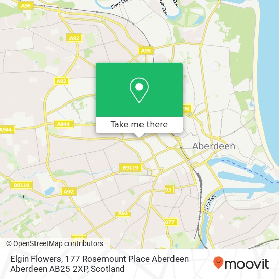 Elgin Flowers, 177 Rosemount Place Aberdeen Aberdeen AB25 2XP map