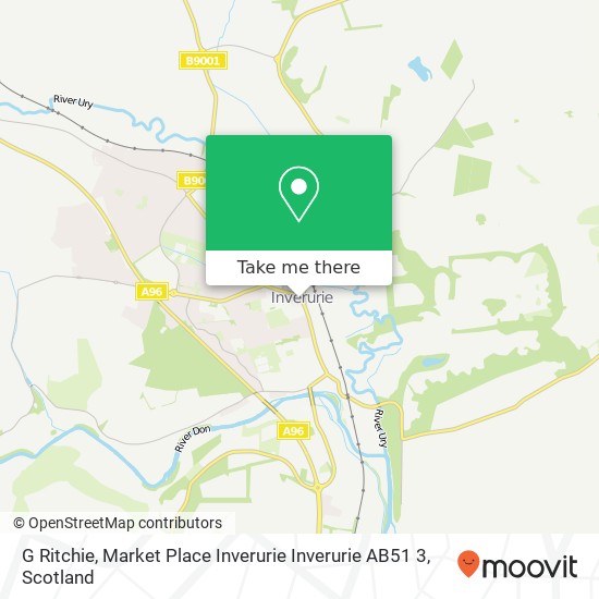 G Ritchie, Market Place Inverurie Inverurie AB51 3 map