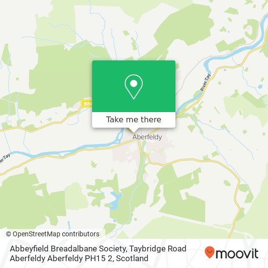 Abbeyfield Breadalbane Society, Taybridge Road Aberfeldy Aberfeldy PH15 2 map