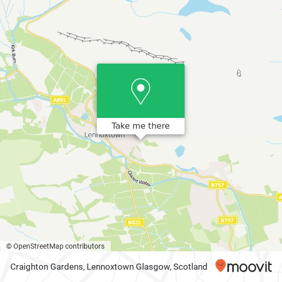 Craighton Gardens, Lennoxtown Glasgow map