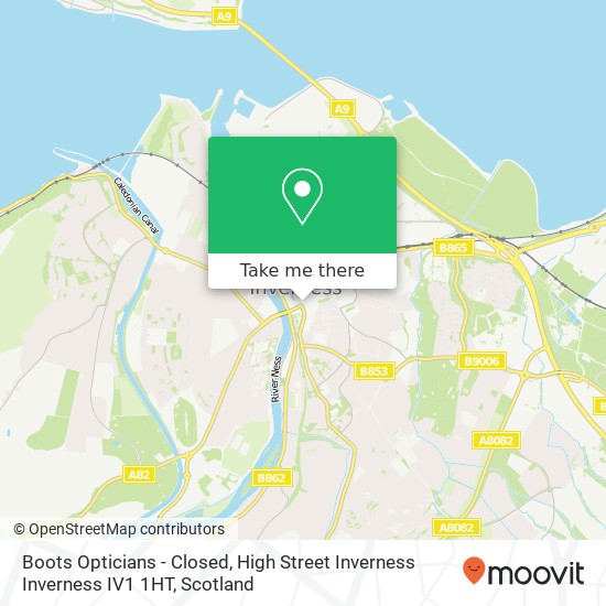 Boots Opticians - Closed, High Street Inverness Inverness IV1 1HT map
