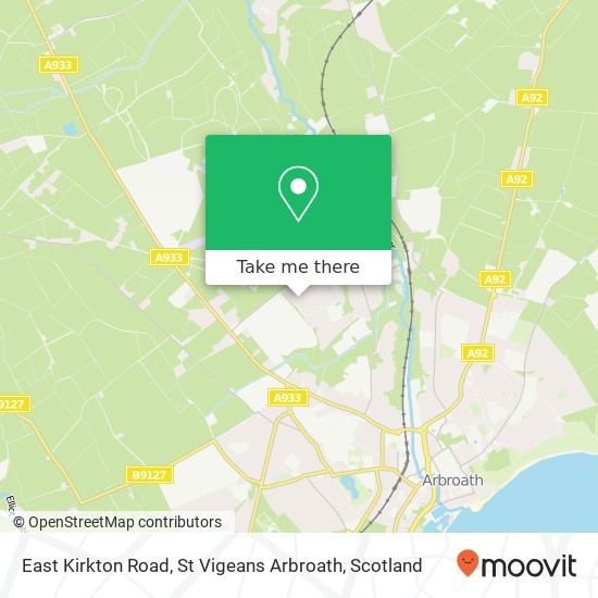 East Kirkton Road, St Vigeans Arbroath map