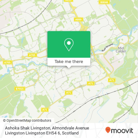 Ashoka Shak Livingston, Almondvale Avenue Livingston Livingston EH54 6 map