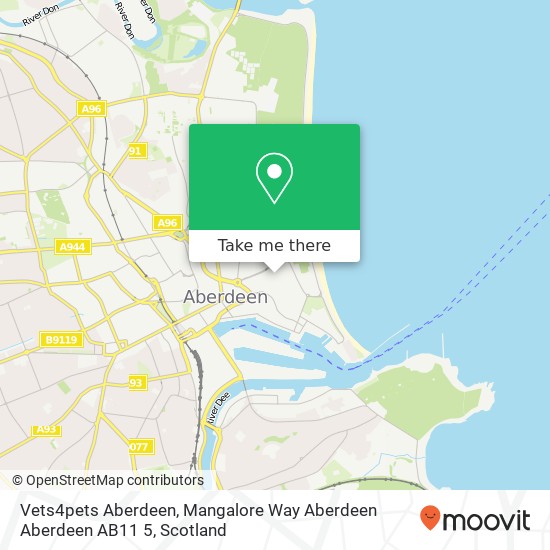 Vets4pets Aberdeen, Mangalore Way Aberdeen Aberdeen AB11 5 map