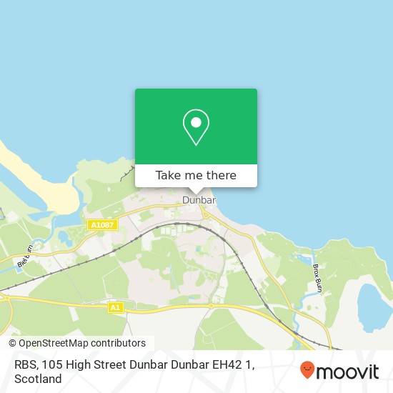 RBS, 105 High Street Dunbar Dunbar EH42 1 map