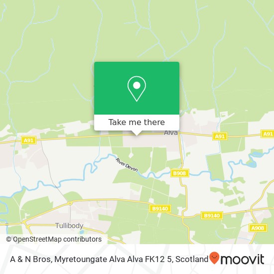 A & N Bros, Myretoungate Alva Alva FK12 5 map