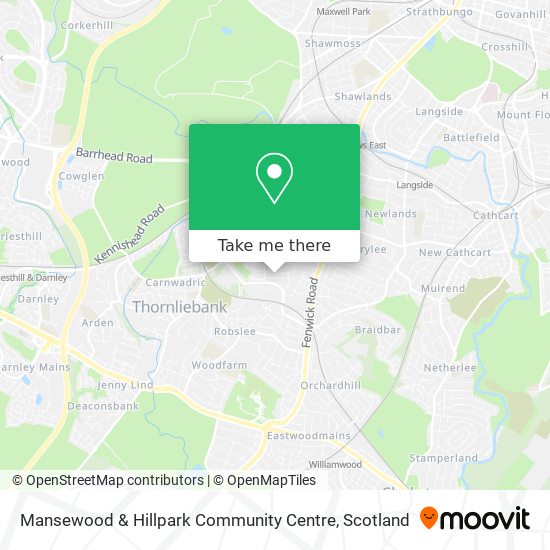 Mansewood & Hillpark Community Centre map