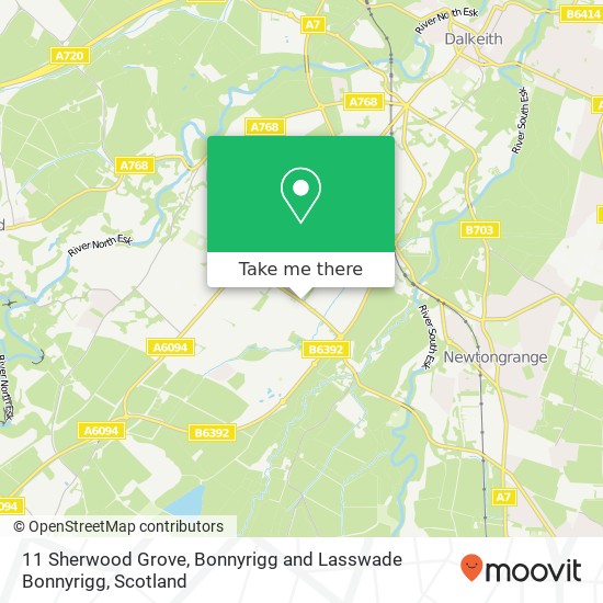 11 Sherwood Grove, Bonnyrigg and Lasswade Bonnyrigg map
