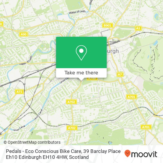 Pedals - Eco Conscious Bike Care, 39 Barclay Place Eh10 Edinburgh EH10 4HW map