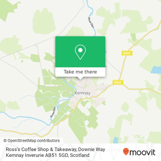 Ross's Coffee Shop & Takeaway, Downie Way Kemnay Inverurie AB51 5GD map