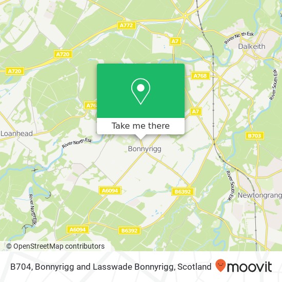 B704, Bonnyrigg and Lasswade Bonnyrigg map