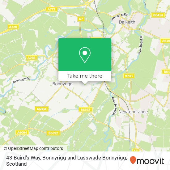 43 Baird's Way, Bonnyrigg and Lasswade Bonnyrigg map