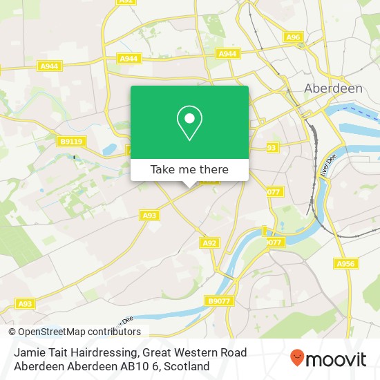 Jamie Tait Hairdressing, Great Western Road Aberdeen Aberdeen AB10 6 map