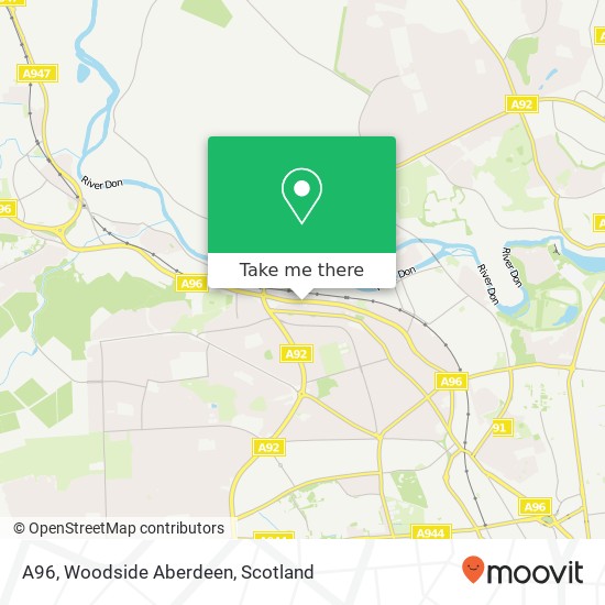 A96, Woodside Aberdeen map
