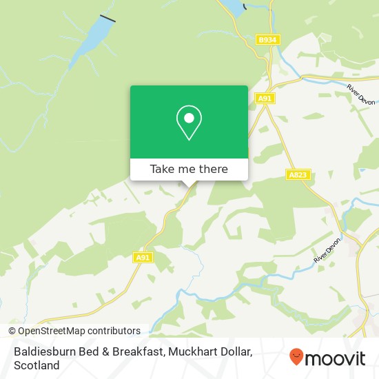 Baldiesburn Bed & Breakfast, Muckhart Dollar map