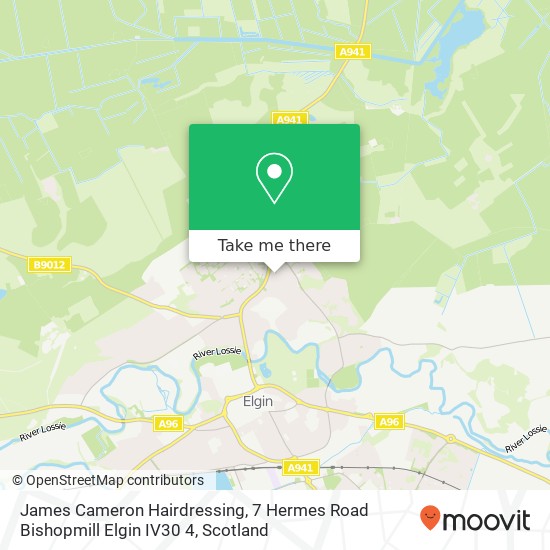 James Cameron Hairdressing, 7 Hermes Road Bishopmill Elgin IV30 4 map