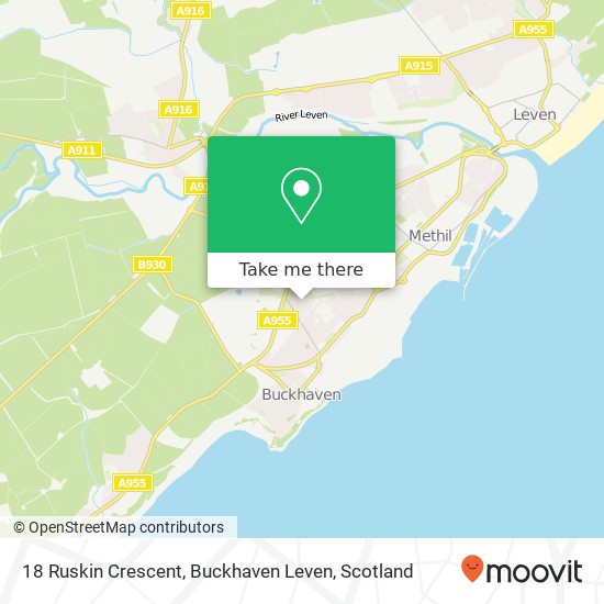 18 Ruskin Crescent, Buckhaven Leven map