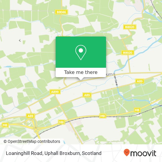 Loaninghill Road, Uphall Broxburn map