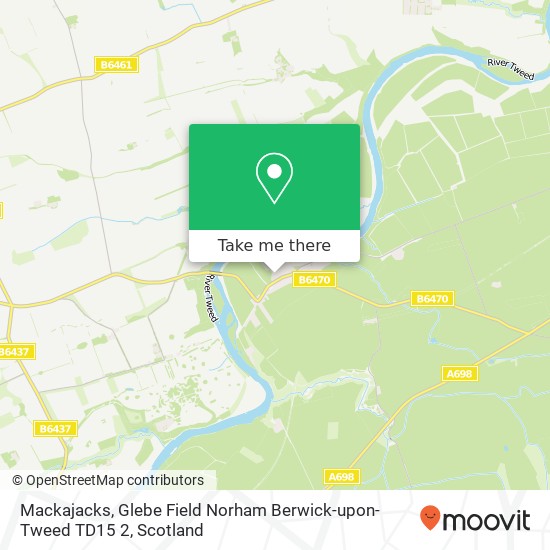 Mackajacks, Glebe Field Norham Berwick-upon-Tweed TD15 2 map