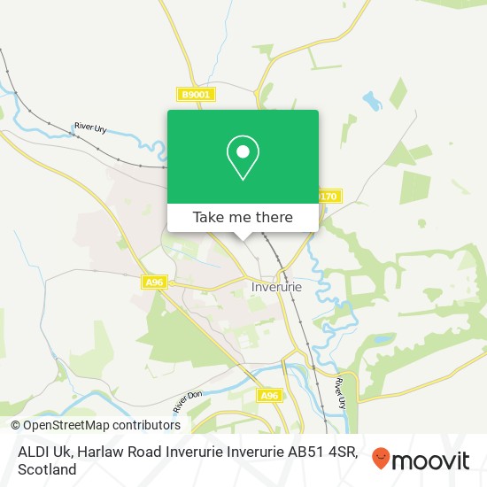 ALDI Uk, Harlaw Road Inverurie Inverurie AB51 4SR map