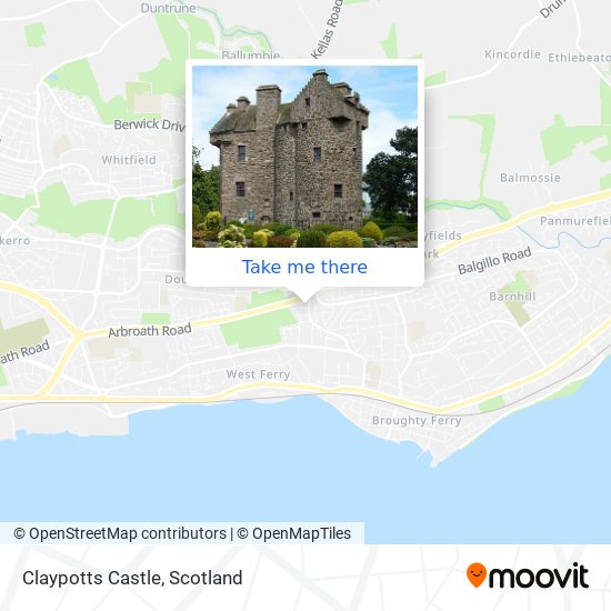 Claypotts Castle map