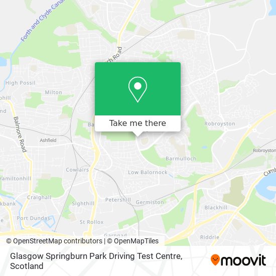 Glasgow Springburn Park Driving Test Centre map
