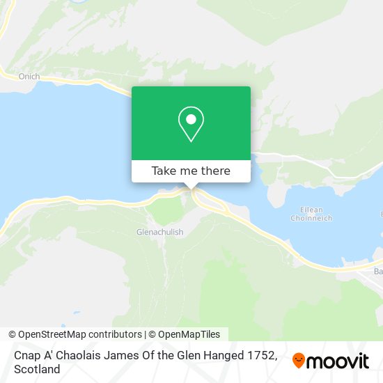 Cnap A' Chaolais James Of the Glen Hanged 1752 map