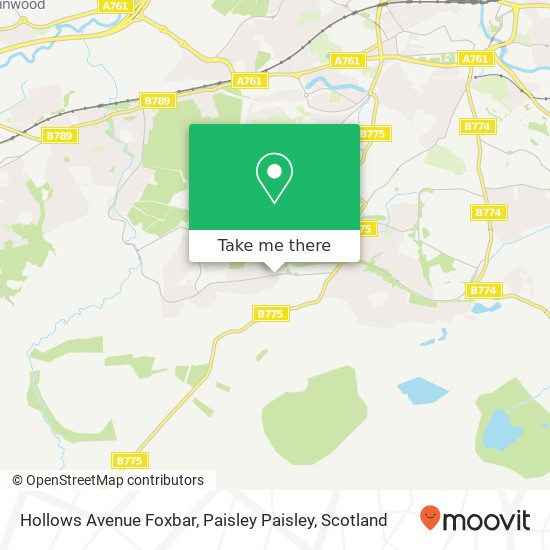 Hollows Avenue Foxbar, Paisley Paisley map