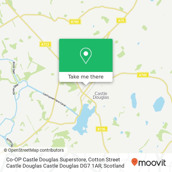 Co-OP Castle Douglas Superstore, Cotton Street Castle Douglas Castle Douglas DG7 1AR map