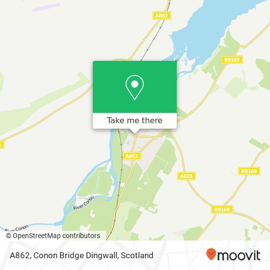 A862, Conon Bridge Dingwall map