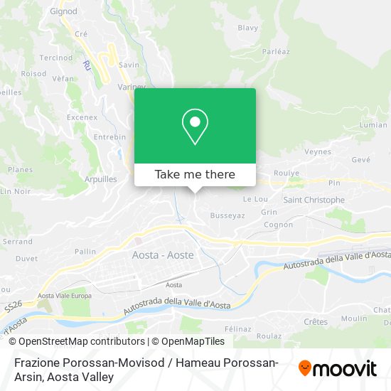 Frazione Porossan-Movisod / Hameau Porossan-Arsin map