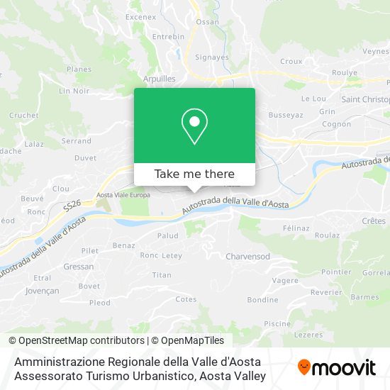 Amministrazione Regionale della Valle d'Aosta Assessorato Turismo Urbanistico map