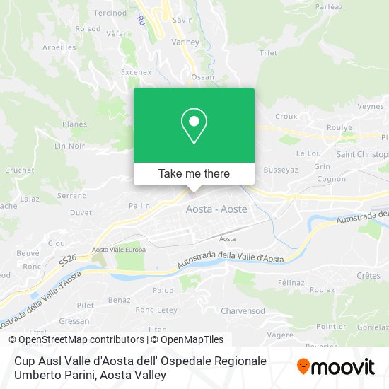 Cup Ausl Valle d'Aosta dell' Ospedale Regionale Umberto Parini map