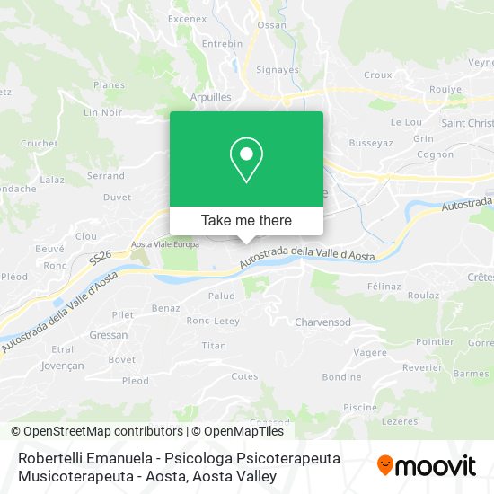 Robertelli Emanuela - Psicologa Psicoterapeuta Musicoterapeuta - Aosta map