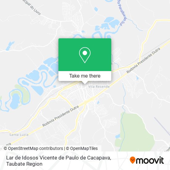 Lar de Idosos Vicente de Paulo de Cacapava map