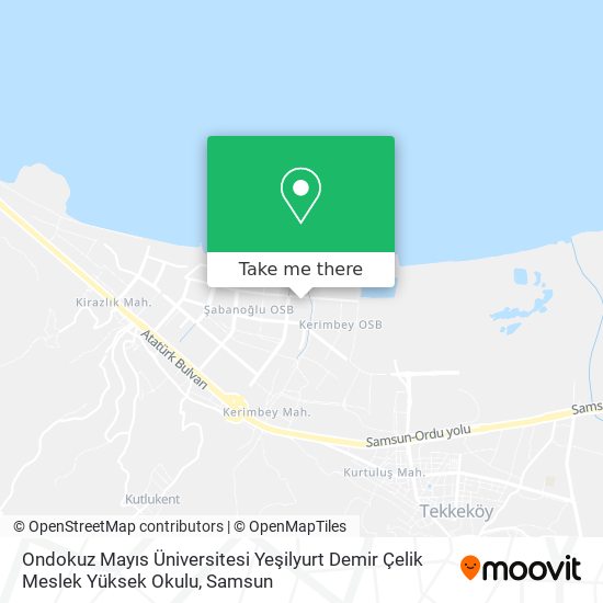 Ondokuz Mayıs Üniversitesi Yeşilyurt Demir Çelik Meslek Yüksek Okulu map