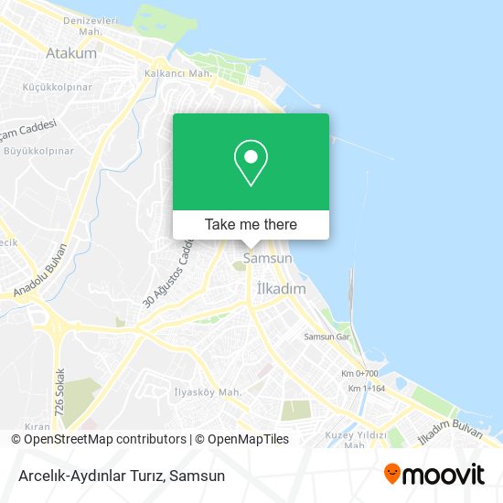 Arcelık-Aydınlar Turız map