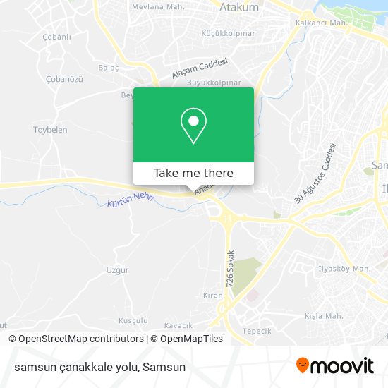 samsun çanakkale yolu map