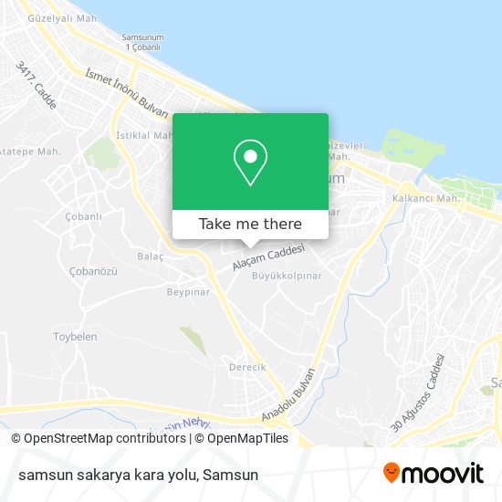 samsun sakarya kara yolu map