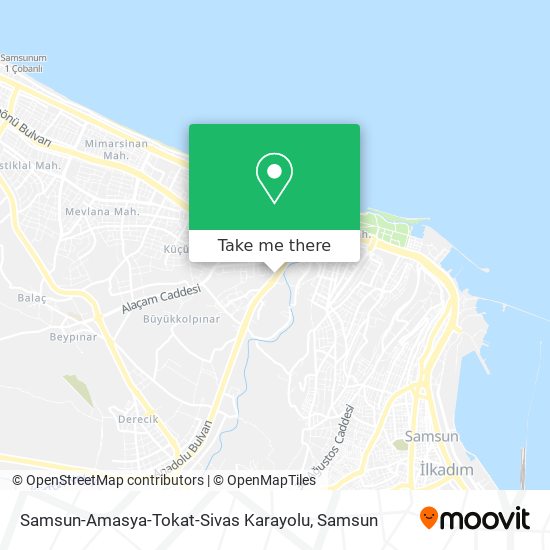 Samsun-Amasya-Tokat-Sivas Karayolu map